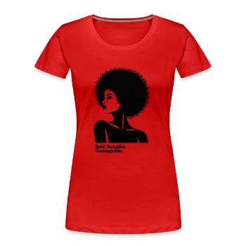 Afro Queen Silhouette - Frauen Premium Bio T-Shirt - Rot - Vorne - Mia (176cm)