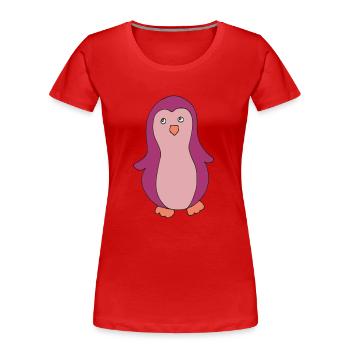 Pingouin Rose - T-shirt bio Premium Femme - rouge - Devant - Mia (176cm)