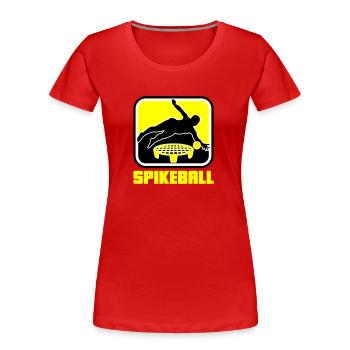 Farben änderbar | Spikeball Roundnet Fun - Frauen Premium Bio T-Shirt - Rot - Vorne - Mia (176cm)