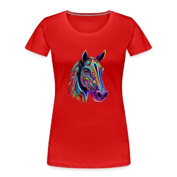 happy show jumping thelwell joke thoroughbred gift - Frauen Premium Bio T-Shirt - Rot - Vorne - Mia (176cm)