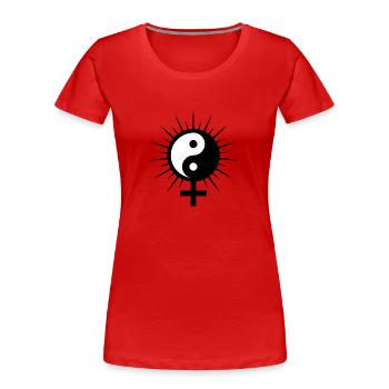 Symbole de Vénus Ying Yang - T-shirt bio Premium Femme - rouge - Devant - Mia (176cm)