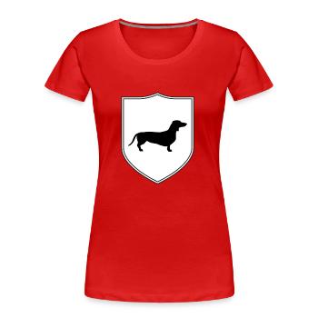 Dackel Wappen - Frauen Premium Bio T-Shirt - Rot - Vorne - Mia (176cm)