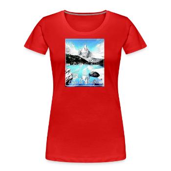 Lago di Sorapiss,Dolomites,lac,paysage, - T-shirt bio Premium Femme - rouge - Devant - Mia (176cm)