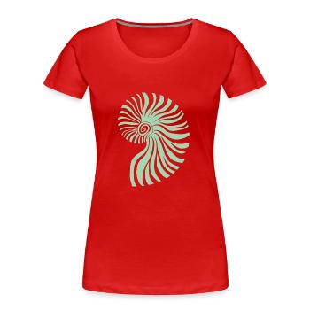 Pastel Green Ammonite - Women's Premium Organic T-Shirt - red - Front - Mia (176cm)