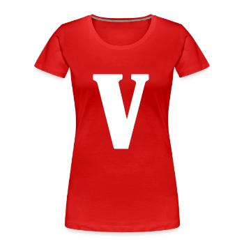 V - Frauen Premium Bio T-Shirt - Rot - Vorne - Mia (176cm)