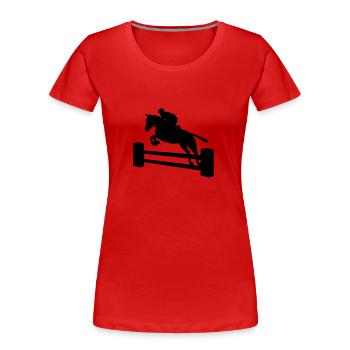 Springreiter einfarbig - Frauen Premium Bio T-Shirt - Rot - Vorne - Mia (176cm)