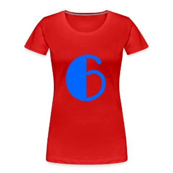 6 ANS. 6e ANNIVERSAIRE. ANNIVERSAIRE 6 ANS. 6 - T-shirt bio Premium Femme - rouge - Devant - Mia (176cm)