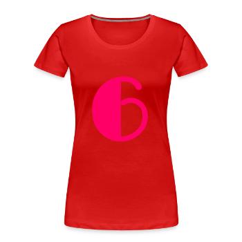 6. 6 ANS. 6e ANNIVERSAIRE. ANNIVERSAIRE 6 ANS. ANN - T-shirt bio Premium Femme - rouge - Devant - Mia (176cm)