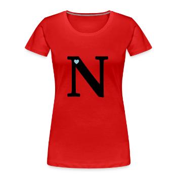Letter N Initial Letter - Women's Premium Organic T-Shirt - red - Front - Mia (176cm)