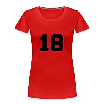 number18 - Women's Premium Organic T-Shirt - red - Front - Mia (176cm)