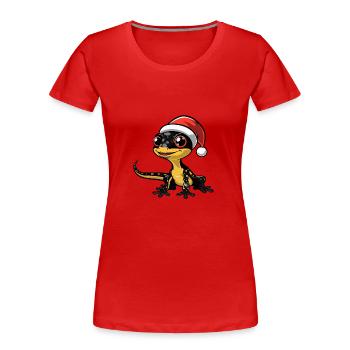 Echse Weihnachten - Frauen Premium Bio T-Shirt - Rot - Vorne - Mia (176cm)