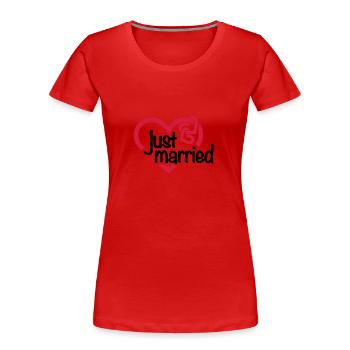Just married Hochzeit - Frauen Premium Bio T-Shirt - Rot - Vorne - Mia (176cm)