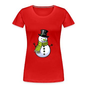 bonhomme de neige hiver neige - T-shirt bio Premium Femme - rouge - Devant - Mia (176cm)