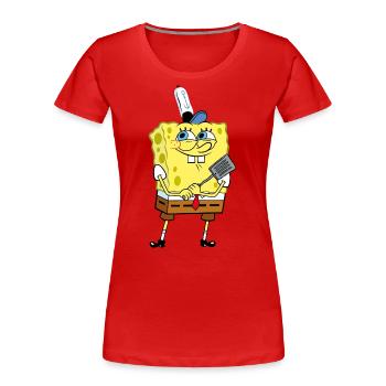 SpongeBob Schwammkopf Burger Braten - Frauen Premium Bio T-Shirt - Rot - Vorne - Mia (176cm)