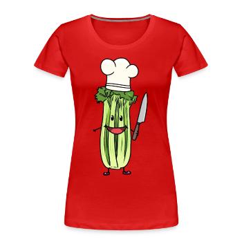 CÉLERI LÉGUME CUISINIER AMATEUR CHEF ART CULINAIRE - T-shirt bio Premium Femme - rouge - Devant - Mia (176cm)