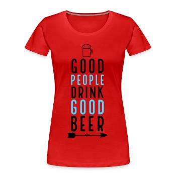 Bier - Frauen Premium Bio T-Shirt - Rot - Vorne - Mia (176cm)