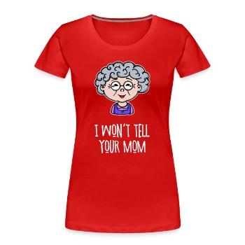 Grand-mère Grand-mère Vieille femme Lunettes Drôle De Déclaration - T-shirt bio Premium Femme - rouge - Devant - Mia (176cm)