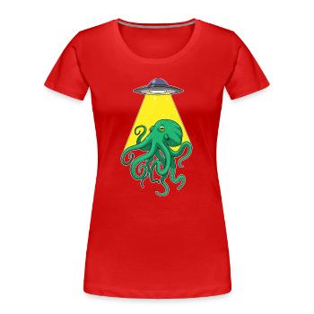 Octopus, Spaceship, Space - Women's Premium Organic T-Shirt - red - Front - Mia (176cm)