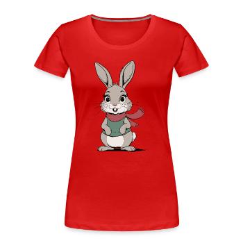 Süßer Hase - Frauen Premium Bio T-Shirt - Rot - Vorne - Mia (176cm)