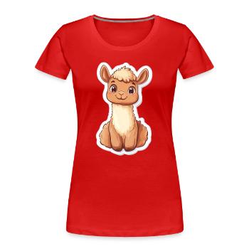 Lama Alpaga Lama - T-shirt bio Premium Femme - rouge - Devant - Mia (176cm)