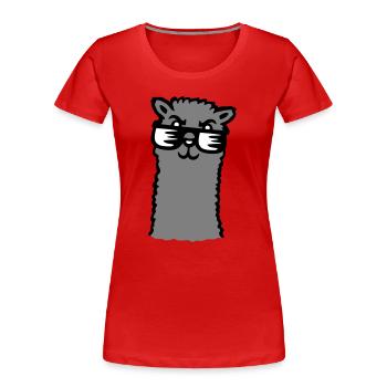 Lama Cool Sonnenbrille Alpaka Selbstgefällig Kerl - Frauen Premium Bio T-Shirt - Rot - Vorne - Mia (176cm)