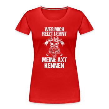 Mur des Boucliers Médiévaux Marché Médiéval Viking - T-shirt bio Premium Femme - rouge - Devant - Mia (176cm)