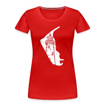 Amrum Silhouette du phare de la mer du Nord Grunge - T-shirt bio Premium Femme - rouge - Devant - Mia (176cm)
