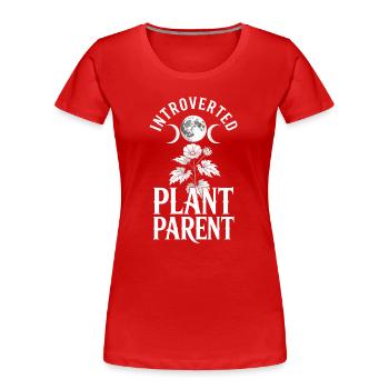 Introverted Plant Parent Moon & Plant - Women's Premium Organic T-Shirt - red - Front - Mia (176cm)