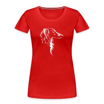 Saluki Silhouette Hunde Hund Wilsigns - Frauen Premium Bio T-Shirt - Rot - Vorne - Mia (176cm)