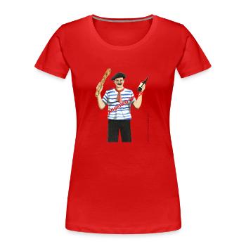 Français typique - Espèce en danger - T-shirt bio Premium Femme - rouge - Devant - Mia (176cm)