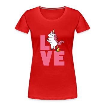 Love unicorn - Women's Premium Organic T-Shirt - red - Front - Mia (176cm)