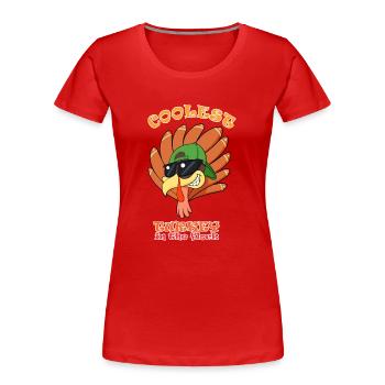 Coolest Turkey In The Flock I Happy Thanksgiving - Frauen Premium Bio T-Shirt - Rot - Vorne - Mia (176cm)