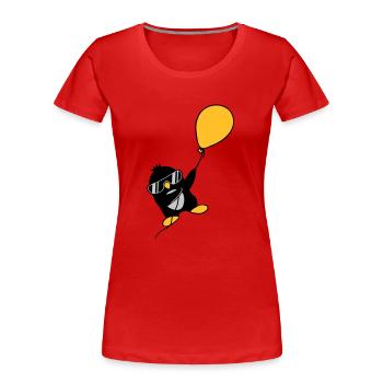 Le pingouin ballon s’envole - T-shirt bio Premium Femme - rouge - Devant - Mia (176cm)