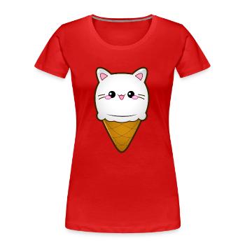 Ice Cream Cat Ice Cream Ice Cat Vanilla Ice Cream Ball - Women's Premium Organic T-Shirt - red - Front - Mia (176cm)