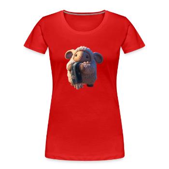 Süßes Schaf mit Schal - Frauen Premium Bio T-Shirt - Rot - Vorne - Mia (176cm)