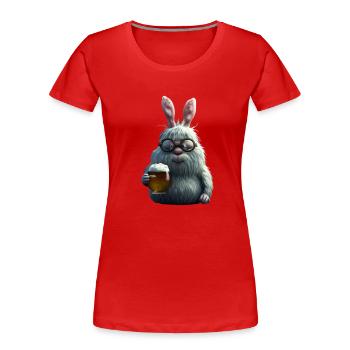 Lustiger Osterhase mit Bier - Frauen Premium Bio T-Shirt - Rot - Vorne - Mia (176cm)