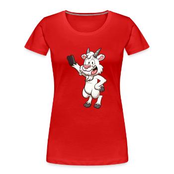 Chèvre de dessin animé souriante et amicale - T-shirt bio Premium Femme - rouge - Devant - Mia (176cm)