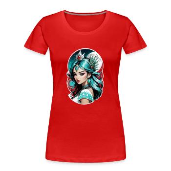 Indische Prinzessin - Aztek - Frauen Premium Bio T-Shirt - Rot - Vorne - Mia (176cm)