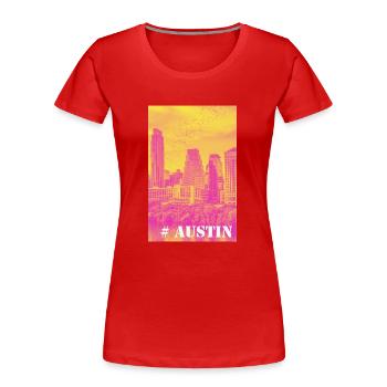 Austin - T-shirt bio Premium Femme - rouge - Devant - Mia (176cm)