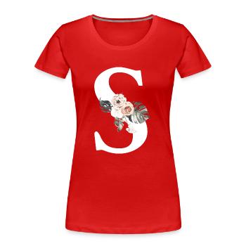 Tropischer Blumenbuchstabe S - Frauen Premium Bio T-Shirt - Rot - Vorne - Mia (176cm)