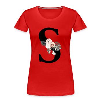Tropischer Blumenbuchstabe S - Frauen Premium Bio T-Shirt - Rot - Vorne - Mia (176cm)