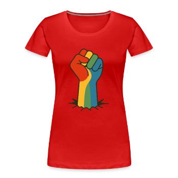 Regenbogenfaust PRO DIVERS | LGBTQR+ - Frauen Premium Bio T-Shirt - Rot - Vorne - Mia (176cm)