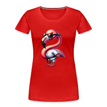 Cool Karate Flamingo With Sunglasses - Women's Premium Organic T-Shirt - red - Front - Mia (176cm)