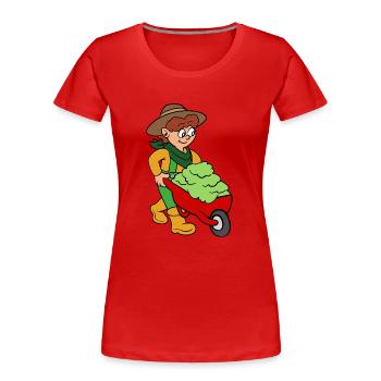 Jardinière avec brouette - T-shirt bio Premium Femme - rouge - Devant - Mia (176cm)