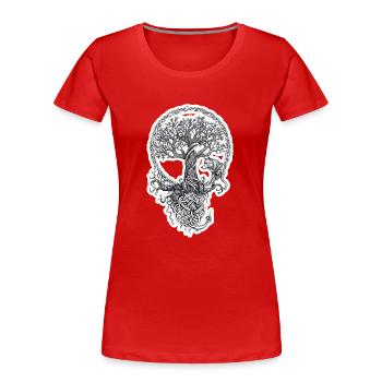 Wolf Lebensbaum mit dicken Wurzeln - Frauen Premium Bio T-Shirt - Rot - Vorne - Mia (176cm)