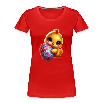Poussins de Pâques avec oeuf - T-shirt bio Premium Femme - rouge - Devant - Mia (176cm)