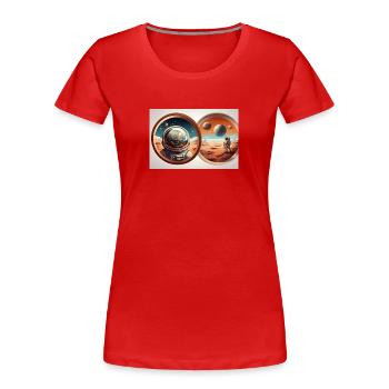 Intergalaktische Erkundung - Frauen Premium Bio T-Shirt - Rot - Vorne - Mia (176cm)