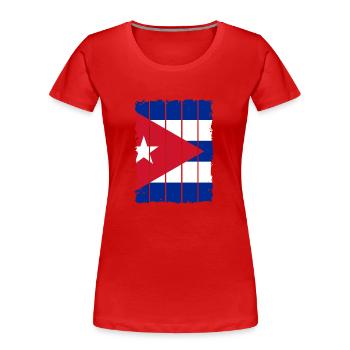 Cuba Drapeau Caraïbes Vacances Cuba Voyage La Havane - T-shirt bio Premium Femme - rouge - Devant - Mia (176cm)