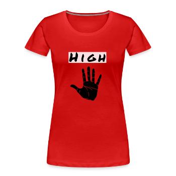 High 5 - Frauen Premium Bio T-Shirt - Rot - Vorne - Mia (176cm)