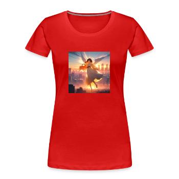 Engel im Himmel - Frauen Premium Bio T-Shirt - Rot - Vorne - Mia (176cm)